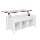 Lift Top Coffee Table Modern Furniture Hidden Compartment and Lift Tabletop Brown White