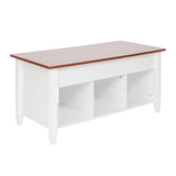 Lift Top Coffee Table Modern Furniture Hidden Compartment and Lift Tabletop Brown White