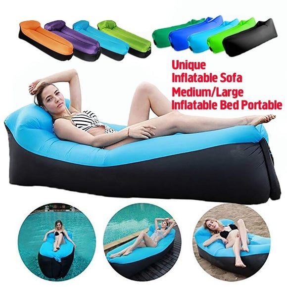 Portable Fast Inflatable Lazy bag Air Sleeping Bag Camping Portable Air Banana Sofa Beach Bed Air Nylon Sofa 75*21/ 78*25