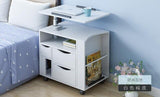 Movable Lifting Bedside Table Laptop Desk Bedside Cabinet Bookcase with Tissue Box