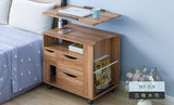 Movable Lifting Bedside Table Laptop Desk Bedside Cabinet Bookcase with Tissue Box