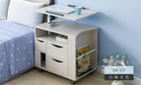 Movable Lifting Bedside Table Laptop Desk Bedside Cabinet Bookcase with Tissue Box