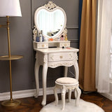 European Dressing Table Carve Celebrity Makeup Table Penteadeira Bedroom Furniture Vanity Mirror Makyaj Masası Kaptafel Cheap
