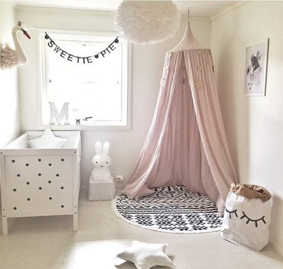 Baby Crib Netting Palace Children's Room Bed Mantle Bed Netting Cotton Solid Dome Tent Lotus Games Infants Newborns Crib Netting