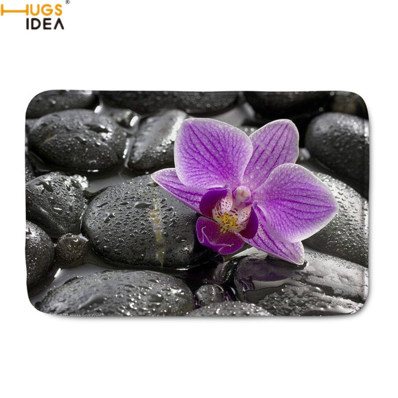 HUGSIDEA 3D Flower Orchid Print Door Carpets Home Decor Doormats for Living Room/Bedroom/Kitchen Fashion Entrance Indoor Rug Mat