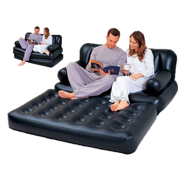 Multifunctional Inflatable Sofa Leather Folding Sofa Bed Outddor Furniture Garden Sofa Bedroom Portable Soft Bed for 2 Person