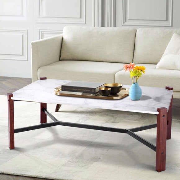 Giantex Coffee Table Accent Cocktail Table White Faux Marble Top Living Room Furniture  Home Furniture HW58606