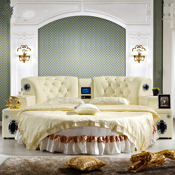 Hot sale high quality comfortable bed room bedroom furniture round bed double bed cama quarto letto yatak odasi mobilya totoro