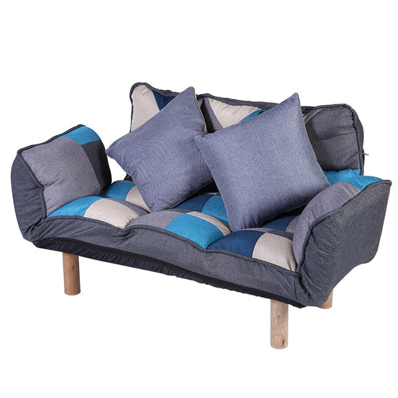 Modern Folding Lazy Sofa Futon Lounger Loveseat Wood Legs and Adjustable Armrests backrest Living Room Foldable Studio Sofa