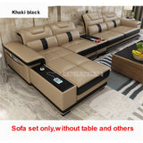 1Set 4 Seat First Layer Real Leather Living Room Sofa Set Corner Sofa Set With Bluetooth Speaker Function Modern Home Furniture