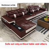 1Set 4 Seat First Layer Real Leather Living Room Sofa Set Corner Sofa Set With Bluetooth Speaker Function Modern Home Furniture