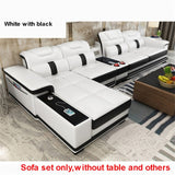 1Set 4 Seat First Layer Real Leather Living Room Sofa Set Corner Sofa Set With Bluetooth Speaker Function Modern Home Furniture