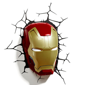 Marvel avengers LED wall lamp bedroom living room 3D creative Light Ironman for Spiderman Hulk Deadpool Captain American Quake