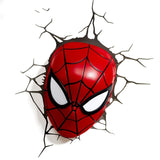 Marvel avengers LED wall lamp bedroom living room 3D creative Light Ironman for Spiderman Hulk Deadpool Captain American Quake