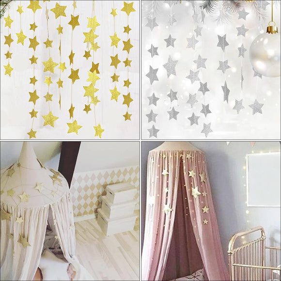 Mosquito Net Hanging Decoration Gold Silver Sparkling Stars baby room decor Children's Rooms Walls Decor baby bed